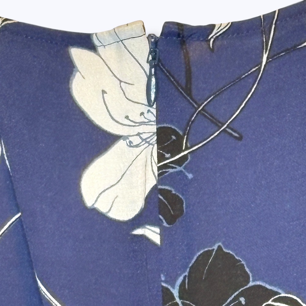 Talbots Petite Womens Floral Midi Dress‎ Size 12P Navy Blue Button Front Easter - Picture 5 of 7
